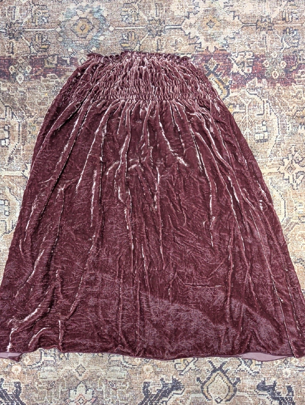 Women's Velvet Smocked Waist Maxi Skirt - Purple